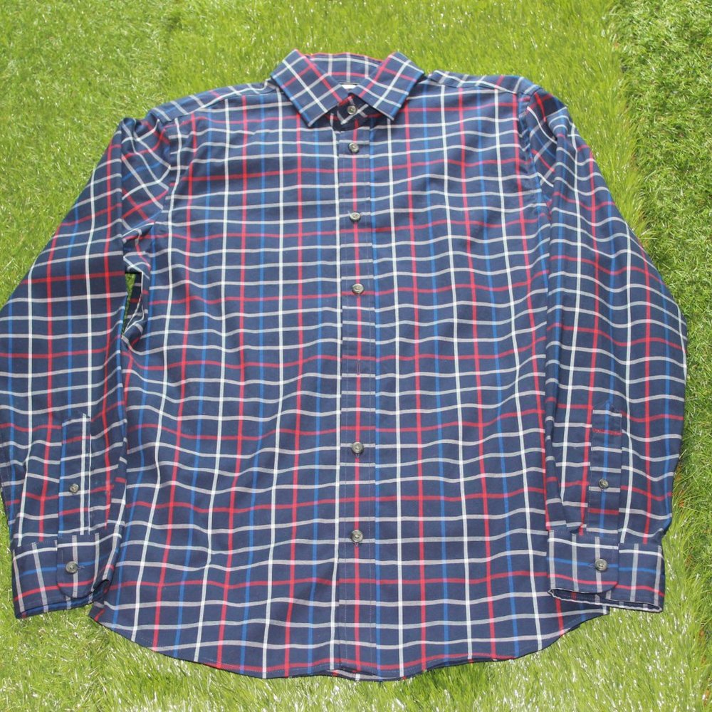 Old Navy Men's Small Slim Fit Dress Shirt - Blue Plaid - Picture 12 of 12